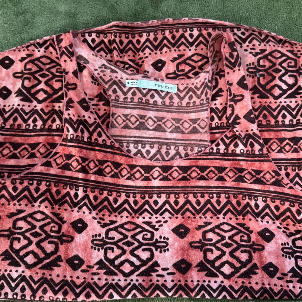 Maurices Pink and Black Patterned Tank Top Sz Small